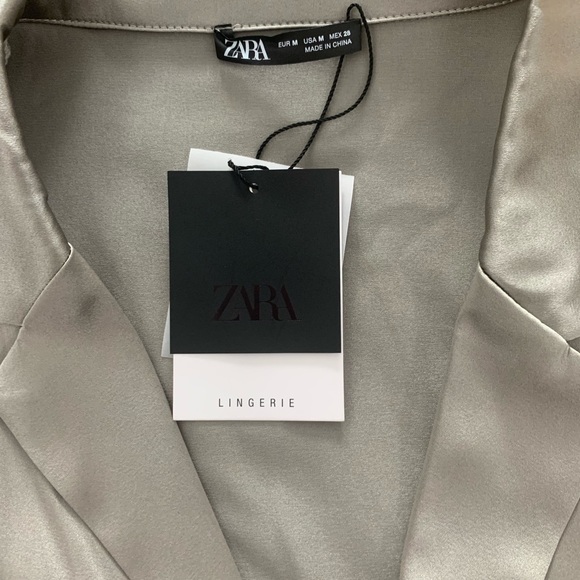 NWT Zara 100% Silk Gray Shirt - Picture 11 of 13